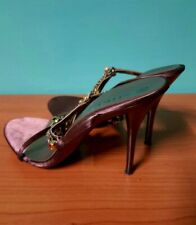 Sandali tacco a spillo donna In Vera pelle con gemme colorate Numero 35