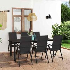VidaXL Set da Pranzo da Giardino 7 pz Nero