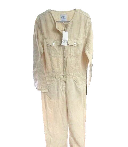 Zara tuta lunga beige lino - lunga,