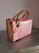 Borsa, bauletto rosa lurex