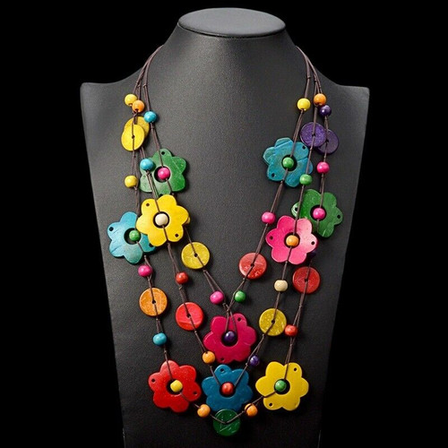 Collana spiaggia boemia legno - collana,