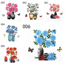 Adesivo 3D fiore farfalla vaso