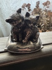 Scultura Argento 800  Coppia di Gatti  Di 