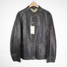 Giacca Emporio Armani in pelle nera collo alla coreana taglia 50 da uomo