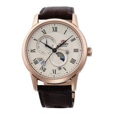 Orologio Automatico ORIENT SUN & MOON RA-AK0007S30B Pelle Marrone Beige Rosè