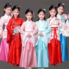Ancient Chinese Costume Kids Child Hanfu Dress Clothing Folk Dance Dress
