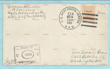 storia postale: busta affrancata con francobollo AMGOT da 15 c. per Washington