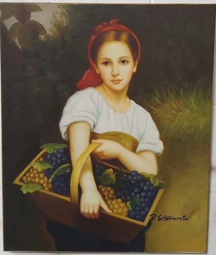 Dipinto olio vintage ragazza