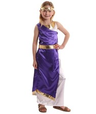 HPO Elegante Costume Toga Romana Antica Viola e Bianca per Bambine
