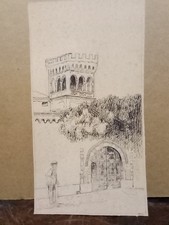 Vecchio Disegno Castello Medievale,Fine 800,Cm17/9
