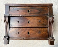 CASSETTIERA ANTICA LEGNO MOBILE MINIATURA PER BAMBOLE '800 AUTENTICO PORTAGIOIE