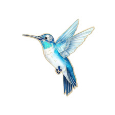 Spilla colibrì ciano