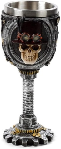 Teschio calice vino steampunk - teschio,
