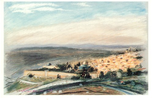 Postcard old city jerusalem - old,