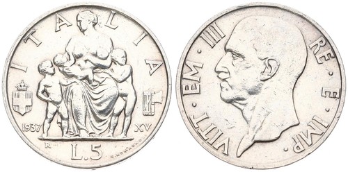 Italia italy lire 1937 - italy, 5