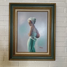 KASPER DONNA AFRICANA DIPINTO OLIO SU TELA ORIGINALE 18x22 cornice Messico