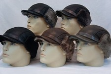 Vera pelle di Pecora Montone Aviatore Capitano Caccia Elmer Fudd Cappello M-3XL