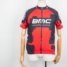 Maglia ciclismo BMC Switzerland uomo rossa nera full zip manica corta taglia L