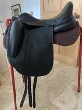 Sella da dressage Prestige X-D2K monoflap Engelke 17M - pelle nera ottime condizioni