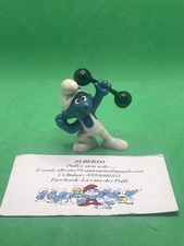 PUFFI SMURFS PUFFO FORZUTO CON PESO TUTA BIANCA RARE SMURF GYMNAST 20020 7A