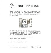 1989 Italia Repubblica minifoglio Chaplin numero 5863 nuovo perfetto cert Cilio