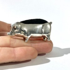 Antique Sterling Silver  pig shape  pin cushion , Hallmarked