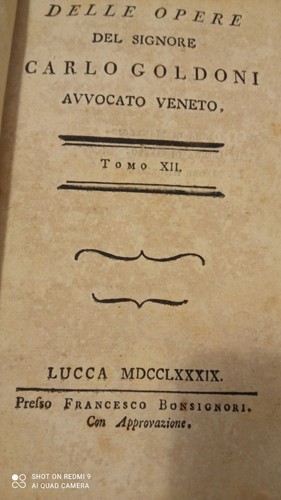 Carlo goldoni 1789 lucca tomo - 1789,
