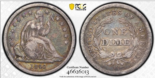 1840 seduto liberty dime - 1840,