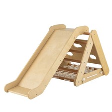 Set Giocattoli Arrampicata in Legno Triangolo Climber con Rampa Scorrevole Naturale