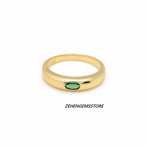 Anello con smeraldo creato - , in
