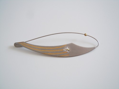 Spilla pietra chiara acciaio - spilla,