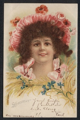 Cartolina capelli veri - , donna