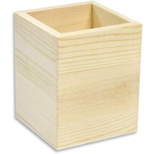 Portapenne quadrato in legno da scrivania portaoggetti organizer per decoupage