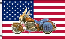 3X5 USA GOLD MOTORCYLE