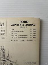 ZENITH CARBURETTOR SERVICE BULLETIN FORD ZEPHYR ZODIAC MARK 2 36WIA