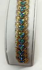 Vtg Crown Trifari blue AB