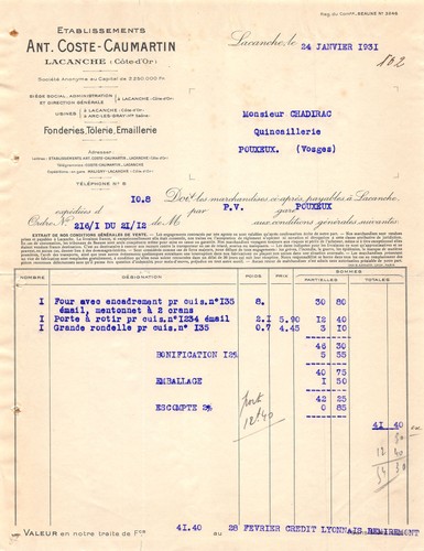 1931 etab ant coste - , ant.coste