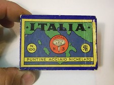 SCATOLINA DI CARTONE PUNTINE ACCIAIO NICHELATO ITALIA LEGNANI SOLARO MILANO (VT)