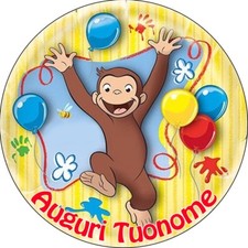 Cialda SCIMMIA GEORGE Decorazione Torta Ostia o Zucchero con NOME 