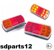 Coppia Fari Stop Fanali Posteriori Autocarro Roulotte Rimorchio 15 Led E4 Omolog