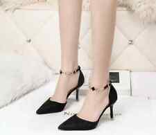 Decolte scarpe donna nero cinturino comodo 8 cm eleganti pelle sintetica 4325