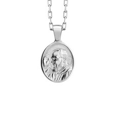 Collana Saint Padre Pio in argento sterling lucido con catena da donna