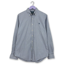 Camicia Ralph Lauren a righe azzurra e bianca custom fit - Taglia M/L uomo