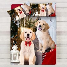 COPRIPIUMINO Natale CANI Matrimoniale Singolo e 1,5p, 100% Cotone DIGITALE