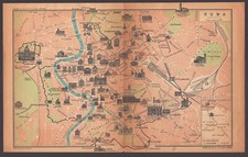 ROMA Mappa Anno Santo 1949 - San Pietro - Rara Pianta Topografica con Santuari