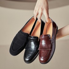 Mocassini donna vera pelle scamosciata punta tonda scarpe basse casual nappa tg