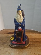 Statua vintage in gesso artigianato arti Alfred 13" mago Merlino D&D