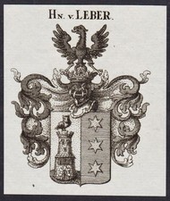 Stemma Di Famiglia Leber Incisione In Rame Araldica 1820