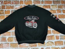 Harley Davidson USA Vintage Fleece Biker College Giacca Nera Taglia M Come Nuova