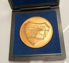 100 ANNI DI PORTULLO (Porto di) CONSTANTA - ROMANIA MEDAGLIA BRONZO PLACCATO ORO c1996